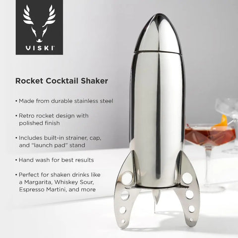 Viski Rocket Cocktail Shaker Stainless Steel 24oz - 67